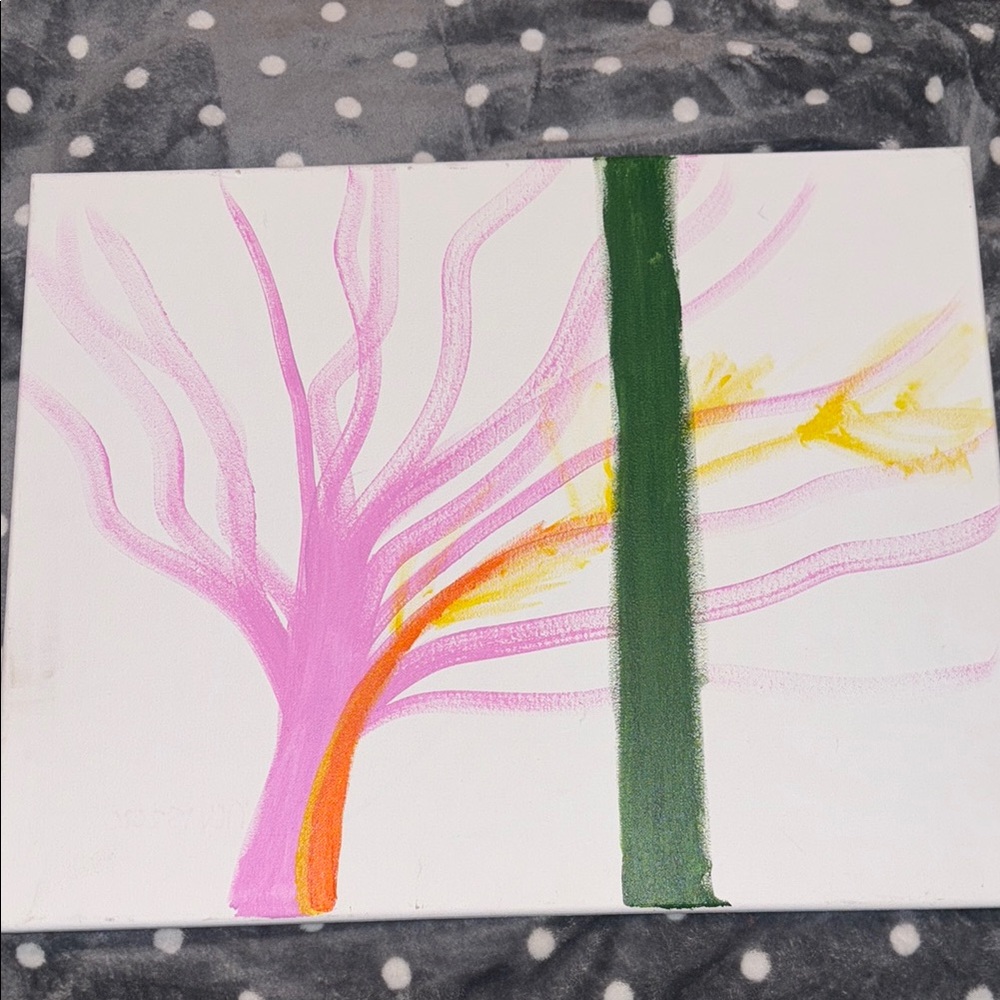Abstract Pink and Green Canvas Art